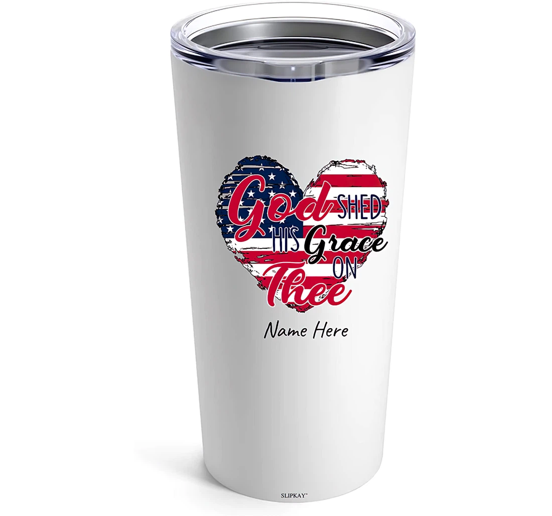 Ramkishan Personalized God Shed His Grace On Thee Tumbler 20oz With Lid, Travel Coffee Mug