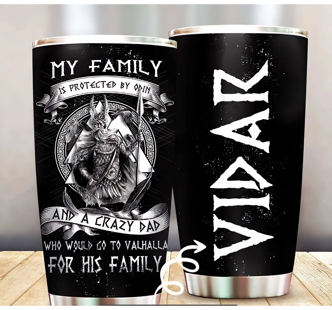 Viking My Family Personalized Custom Name 3d Printed Insulated Coffee Skinny Cup Double Walled Hot & Cold Drinks Tumbler 20-30oz With Lid, Travel Mug