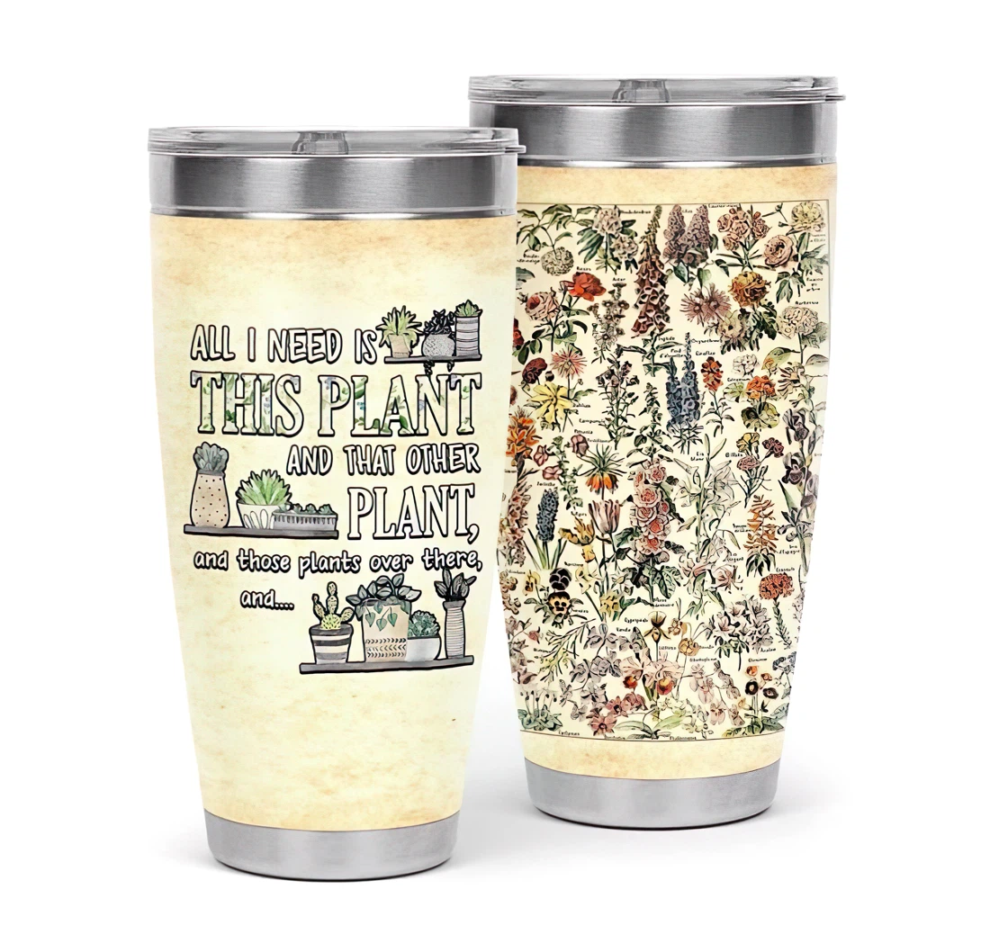 Planting Knowledge About Flower Garden 3d Printed Insulated Coffee Skinny Cup Double Walled Hot & Cold Drinks Tumbler 20oz With Lid, Travel Coffee Mug