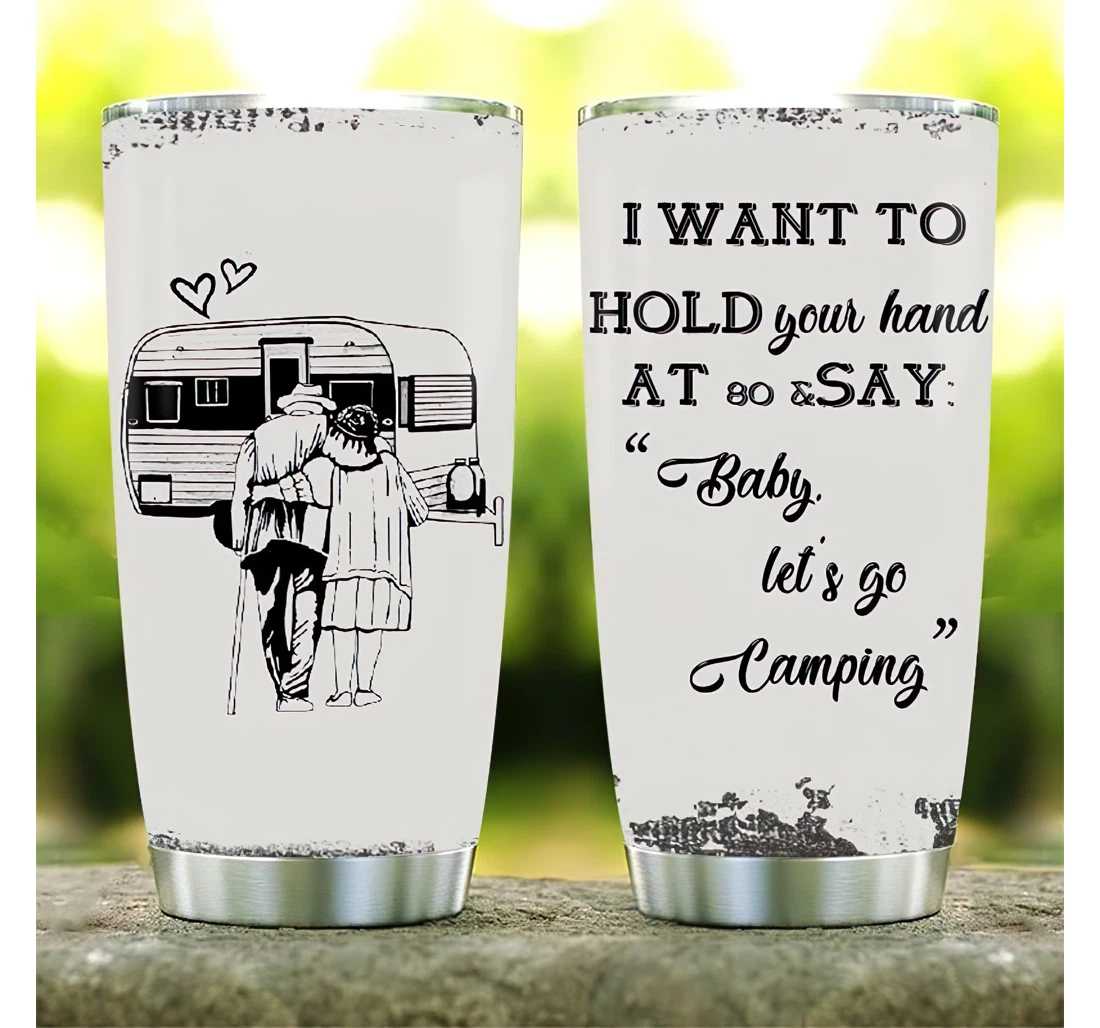 Camping I Want To Hold Your Hand 3d Printed Insulated Coffee Skinny Cup Double Walled Hot & Cold Drinks Tumbler 20-30oz With Lid, Travel Coffee Mug