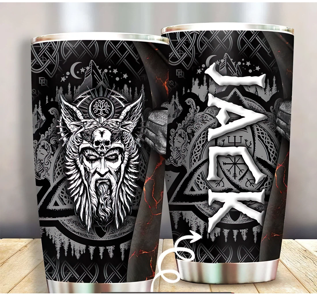 Viking Sign Blood Personalized Custom Name 3d Printed Insulated Coffee Skinny Cup Double Walled Hot & Cold Drinks Tumbler 20-30oz With Lid, Travel Mug
