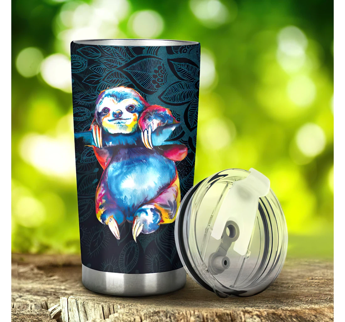 Funny Galaxy Sloth 3d Printed Insulated Coffee Skinny Cup Double Walled Hot & Cold Drinks Tumbler 20-30oz With Lid, Travel Coffee Mug