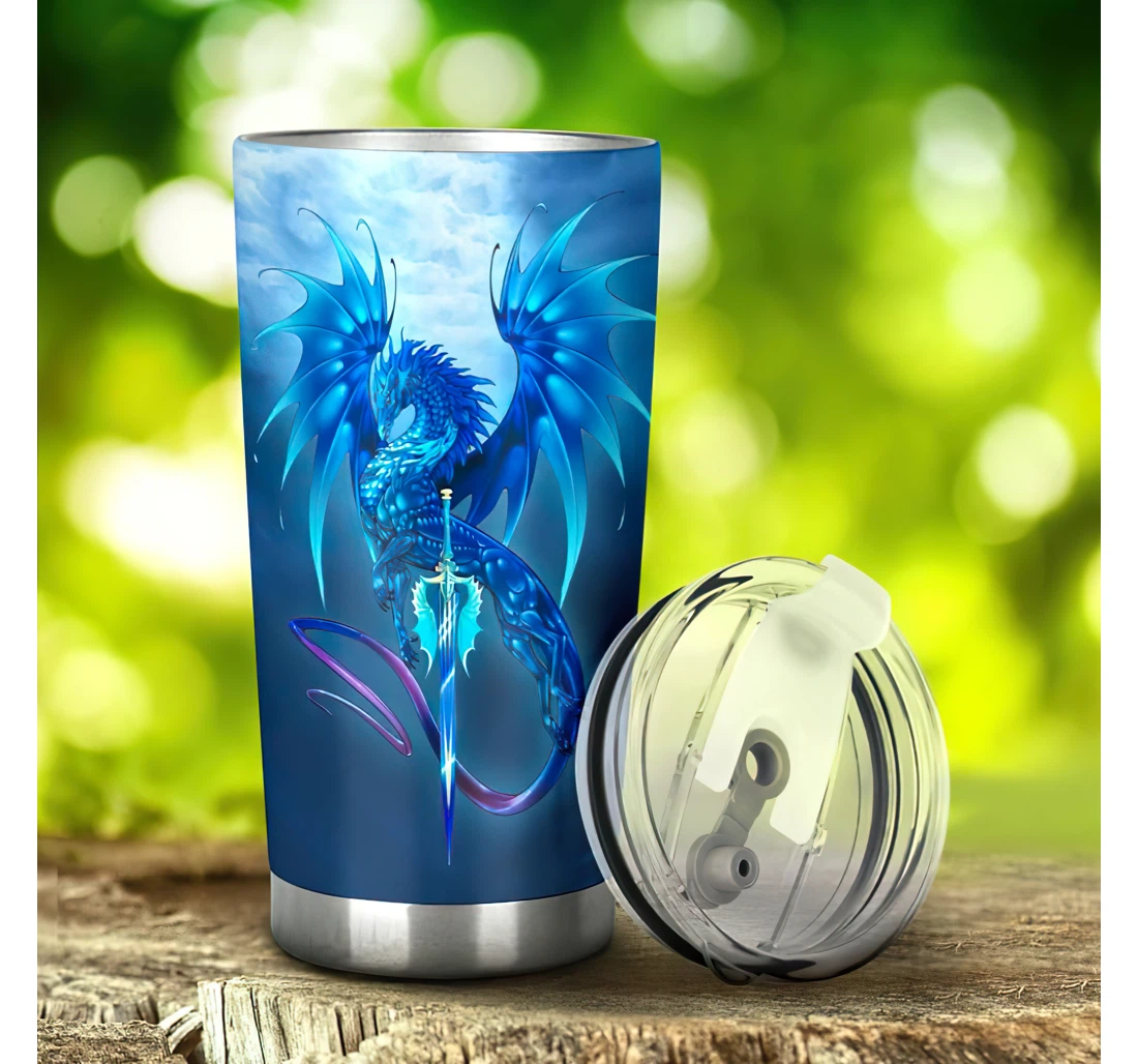 Dragon Love On Sword 3d Printed Insulated Coffee Skinny Cup Double Walled Hot & Cold Drinks Tumbler 20-30oz With Lid, Travel Coffee Mug