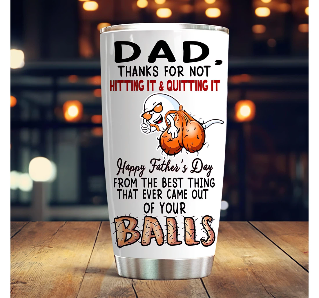 Father's Day Not Hitting And Quitting Personalized Custom Name 3d Printed Insulated Coffee Skinny Cup Double Walled Hot & Cold Drinks Tumbler 20-30oz