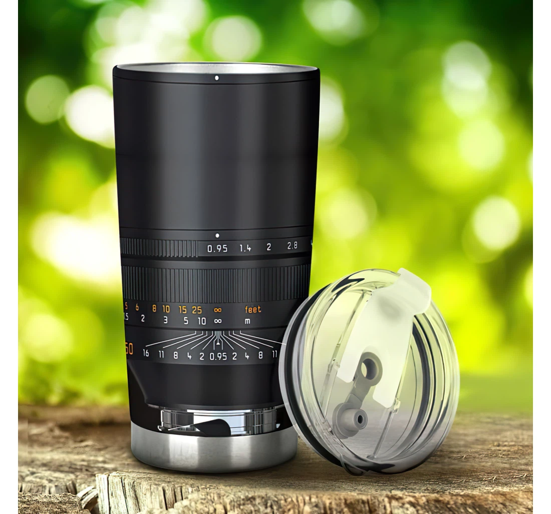 Leica Noctilux Lens Camera 3d Printed Insulated Coffee Skinny Cup Double Walled Hot & Cold Drinks Tumbler 20-30oz With Lid, Travel Coffee Mug