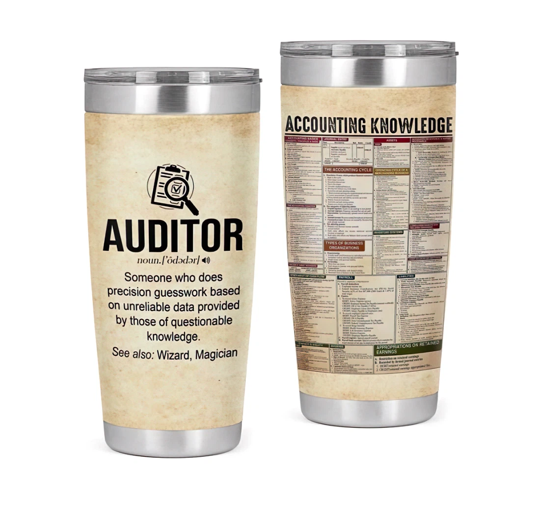 Accounting Knowledge Auditor Definition 3d Printed Insulated Coffee Skinny Cup Double Walled Hot & Cold Drinks Tumbler 20oz With Lid, Travel Coffee