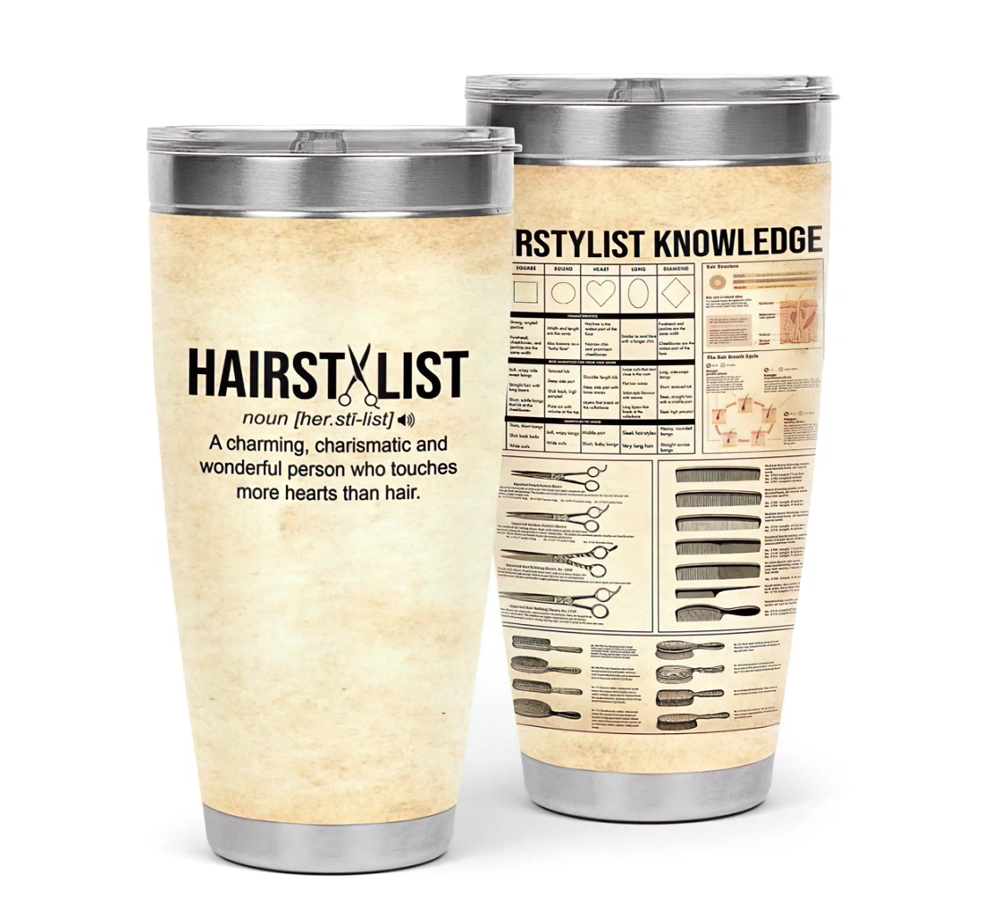 Hairstylist Knowledge Hairstylist Defintion 3d Printed Insulated Coffee Skinny Cup Double Walled Hot & Cold Drinks Tumbler 20oz With Lid, Travel Mug