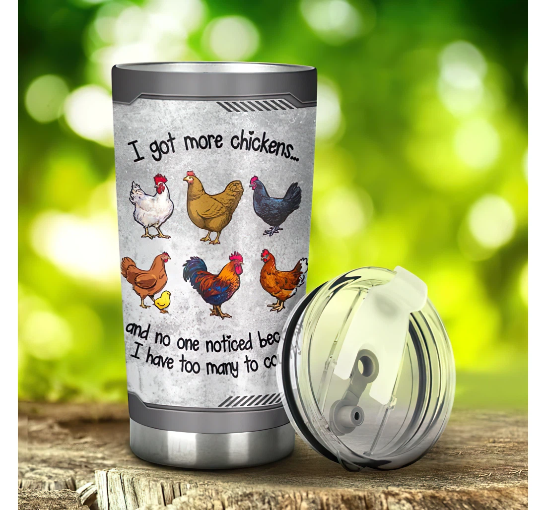 Chicken I Got More Chickens Grey 3d Printed Insulated Coffee Skinny Cup Double Walled Hot & Cold Drinks Tumbler 20-30oz With Lid, Travel Coffee Mug