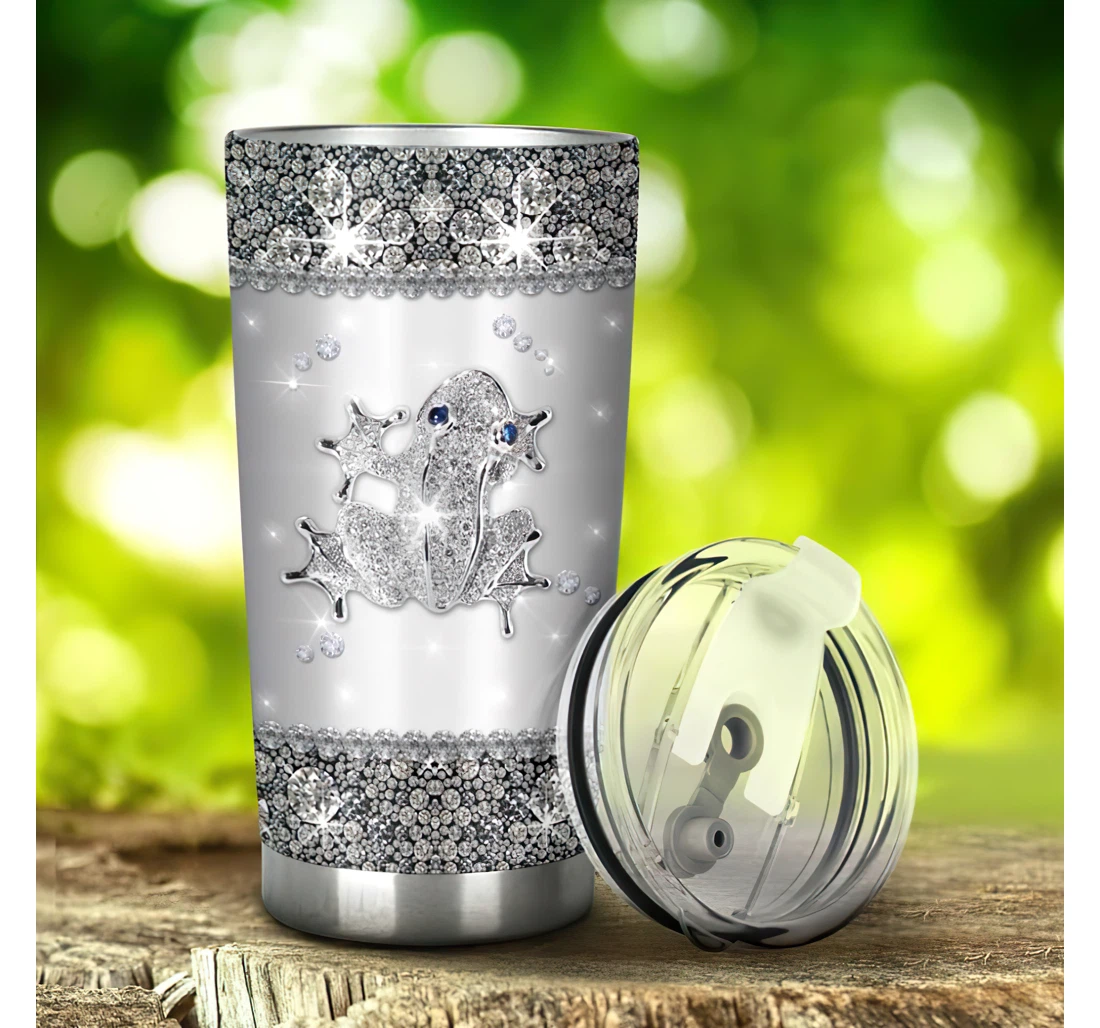 Frog Diamond Style 3d Printed Insulated Coffee Skinny Cup Double Walled Hot & Cold Drinks Tumbler 20-30oz With Lid, Travel Coffee Mug