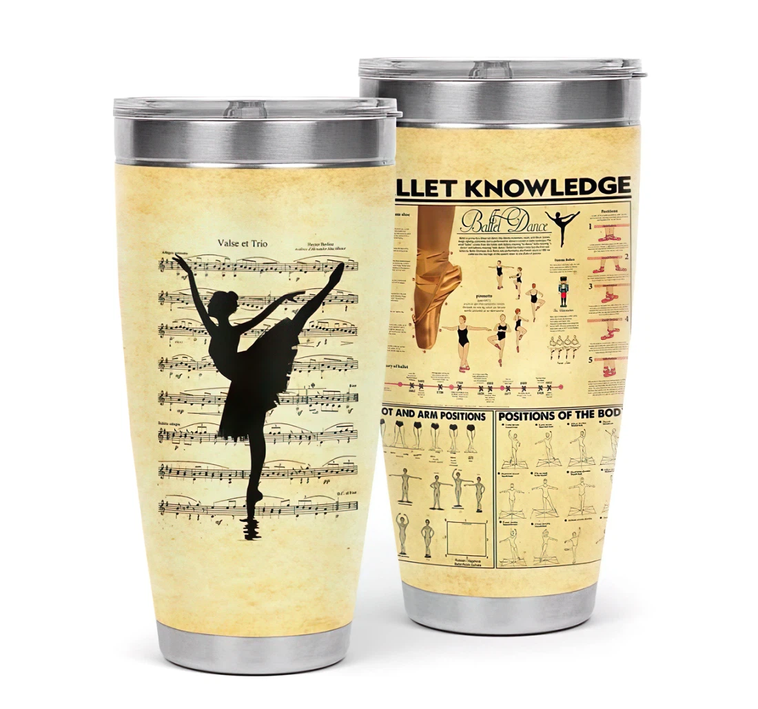 Ballet Knowledge Gift 3d Printed Insulated Coffee Skinny Cup Double Walled Hot & Cold Drinks Tumbler 20oz With Lid, Travel Coffee Mug