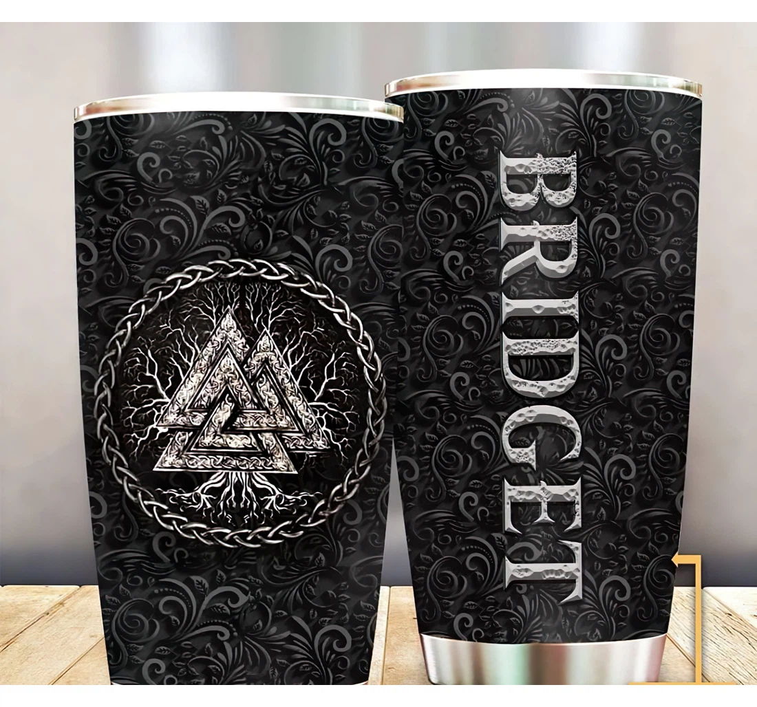 Viking Tree Sign Style Personalized Custom Name 3d Printed Insulated Coffee Skinny Cup Double Walled Hot & Cold Drinks Tumbler 20-30oz With Lid, Mug