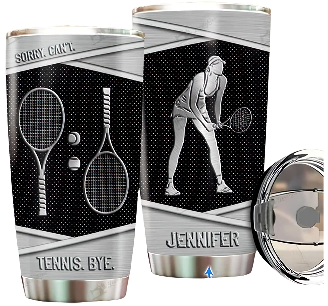 Personalized Name Tennis Girl Silver Style Or Perfect Gifts Birthday Father's Day 4th Of July Veterans Day Tumbler 20-30oz With Lid, Travel Coffee Mug