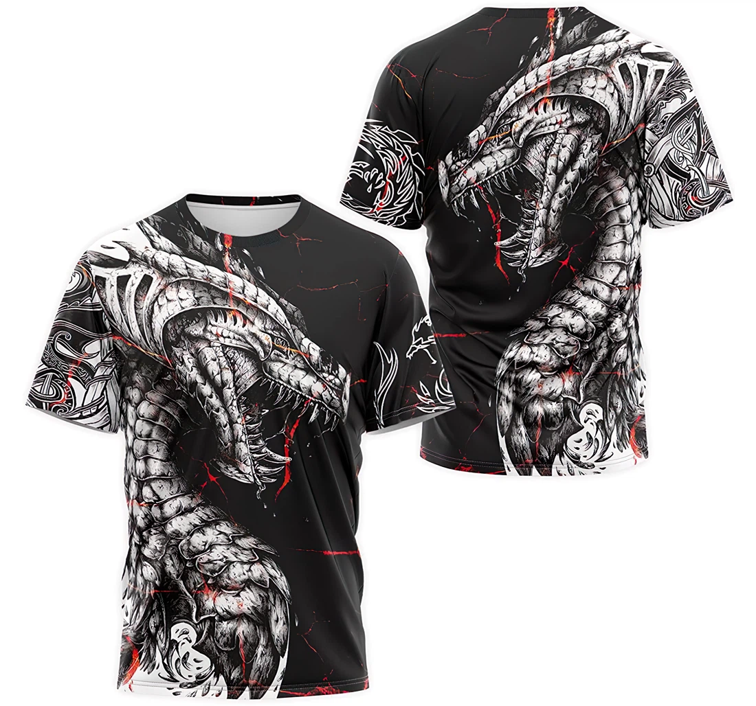 T-Shirt, Hoodie - Thunder Dragon Valknut Norse Mythology 3D Printed