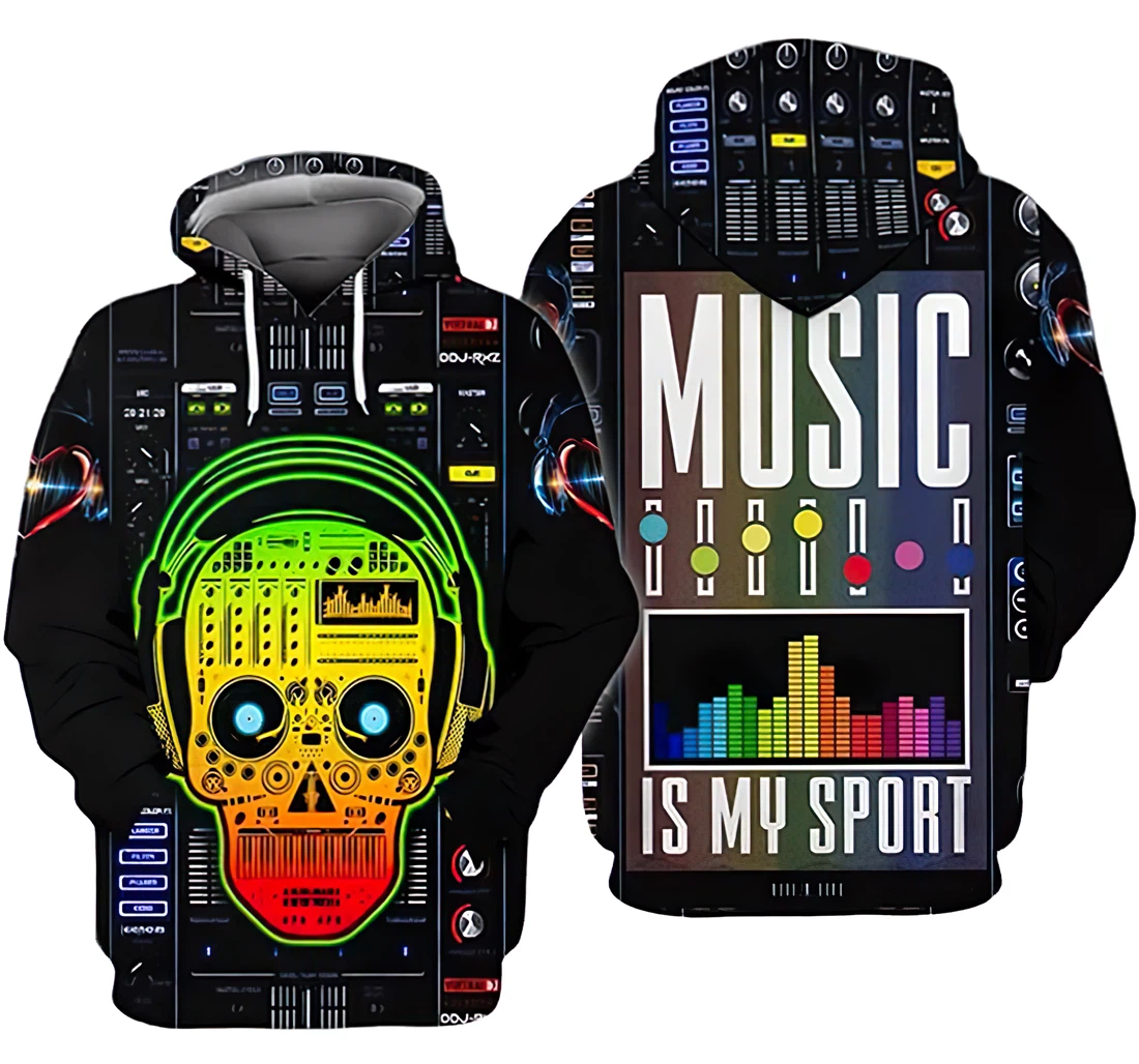 Dj Skull Music Is My Sport Included - 3D Printed Hoodie, Sweatshirt