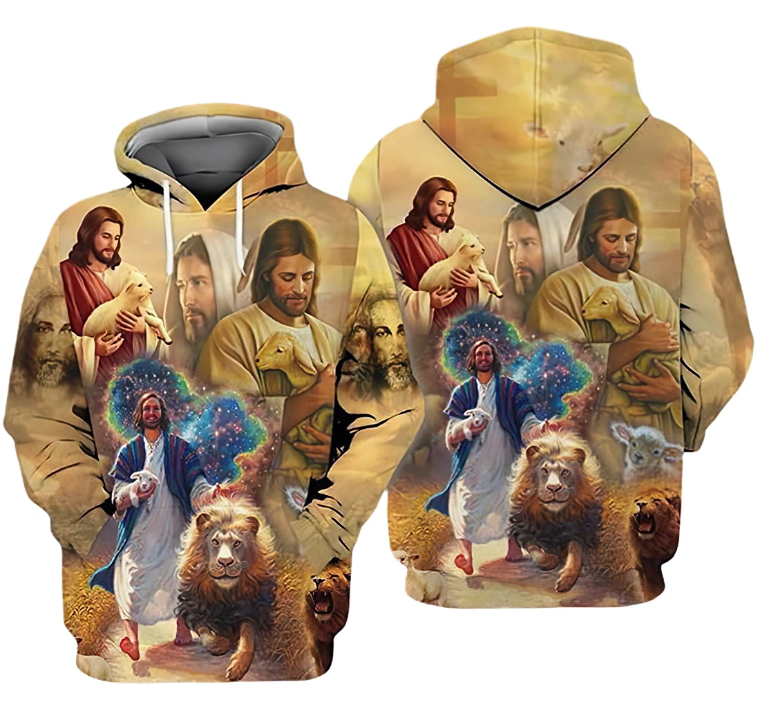 Jesus Lion And Lamb Art - 3D Printed Hoodie, Sweatshirt