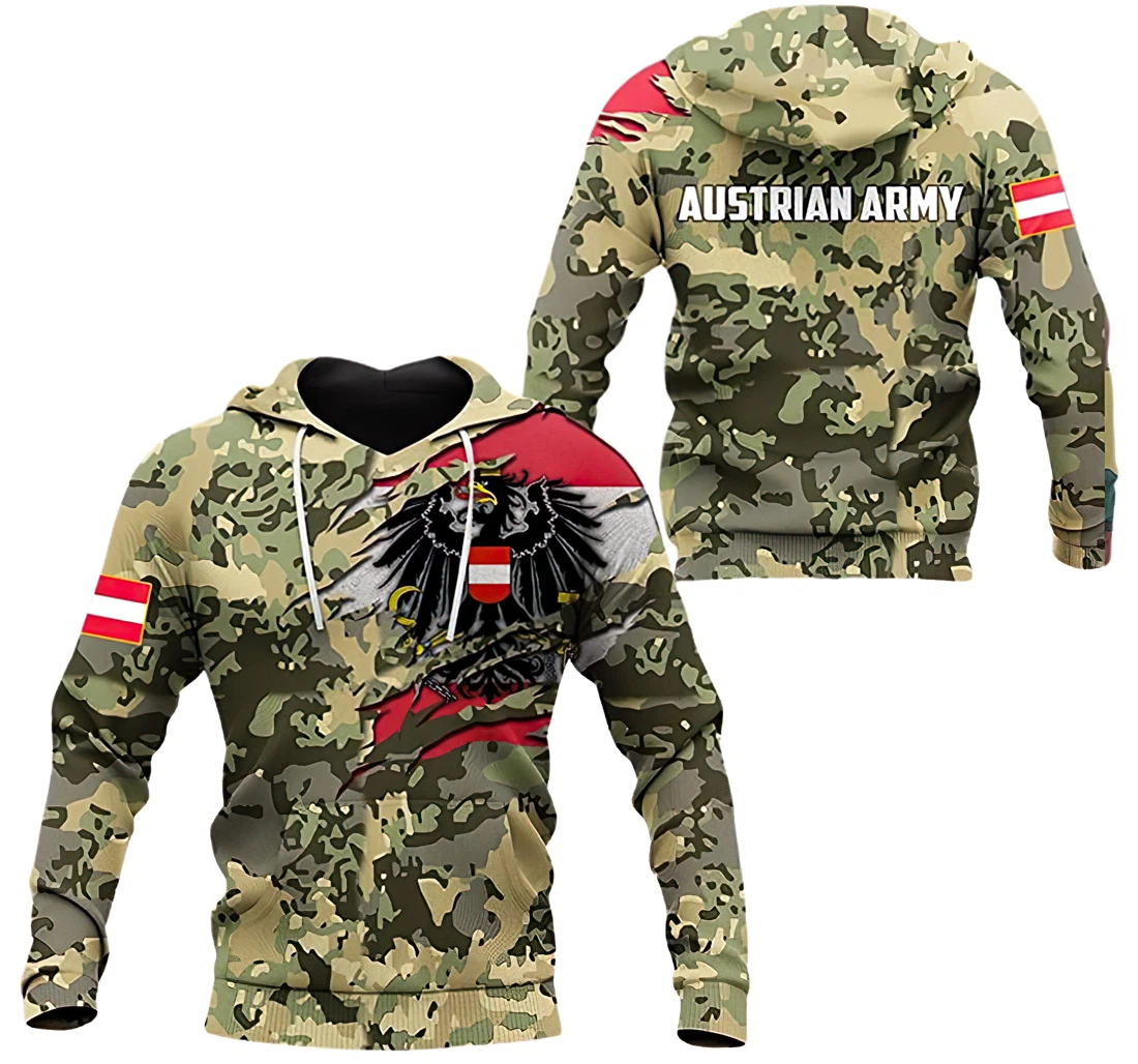 Austria Army Camo Flag Symbol Army Camo Flag Symbol Included - 3D Printed Hoodie, Sweatshirt