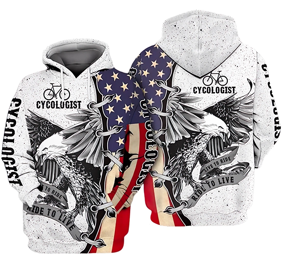 Us Cycologist American Flag Roots - 3D Printed Hoodie, Sweatshirt