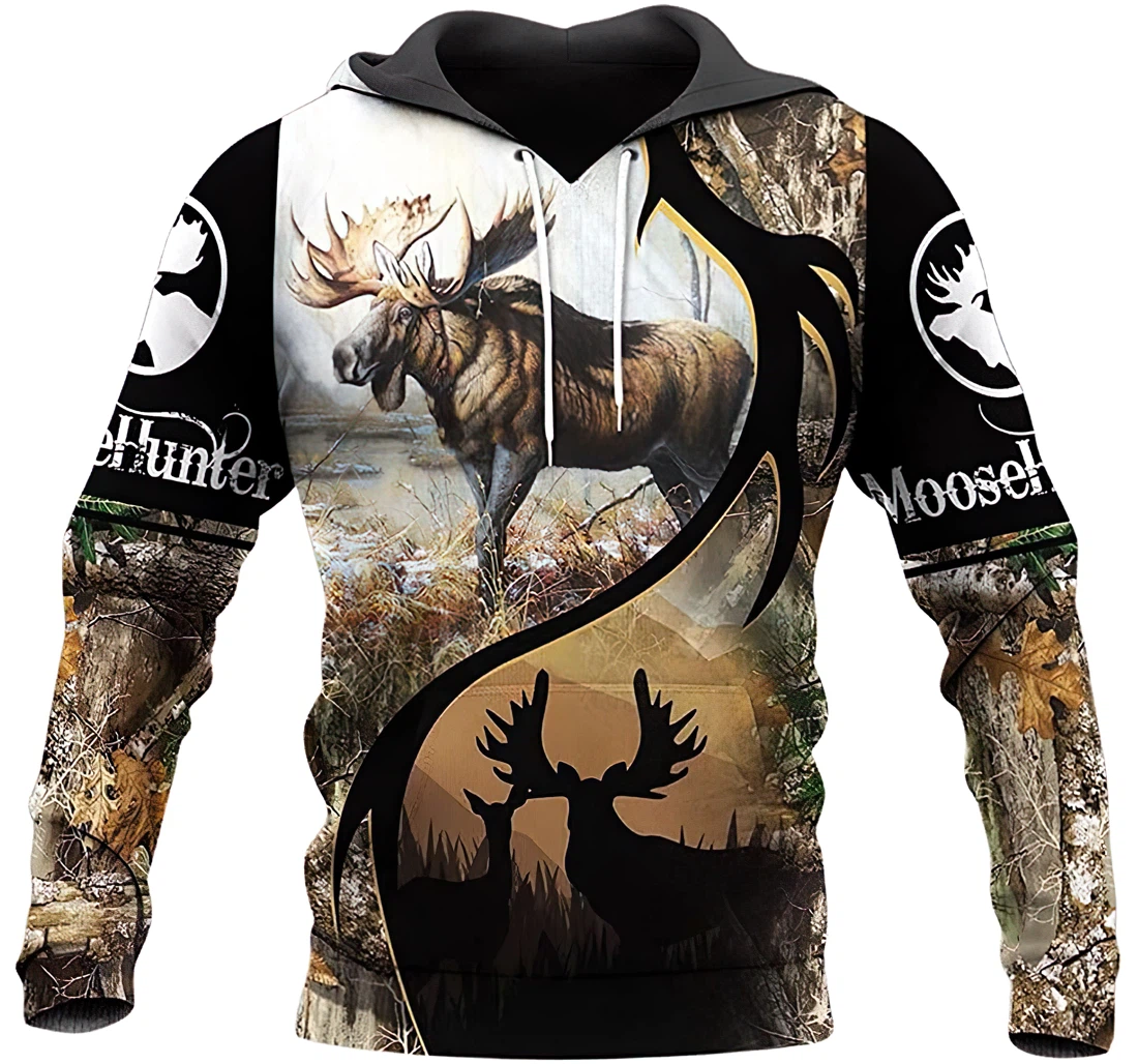 Moose Huting Hunter Camo Forest 1 Included - 3D Printed Hoodie, Sweatshirt