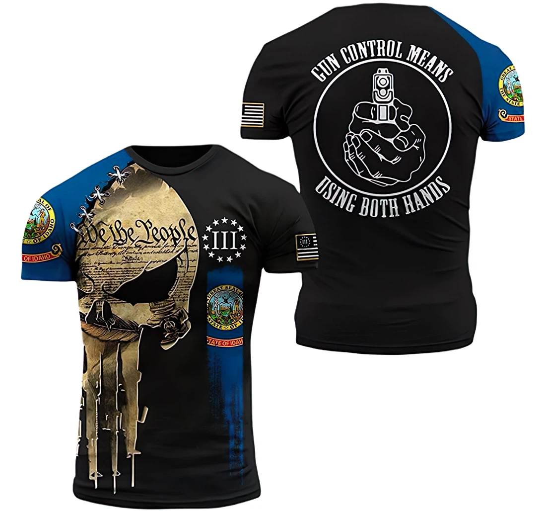 Idaho Patriots Gun Control Means Using Both Hands Included - 3D Printed T-shirt