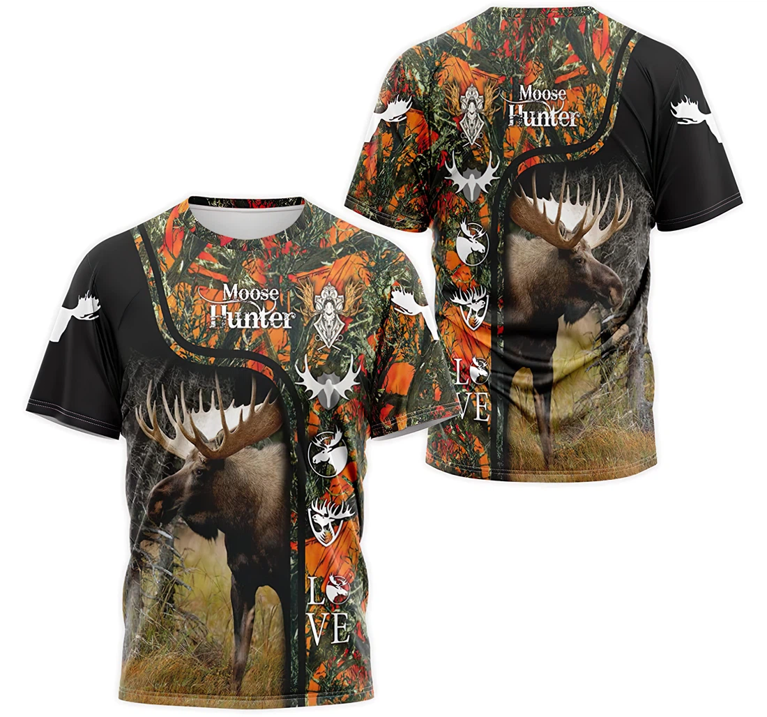 T-Shirt, Hoodie - Moose Hunter Orange Tree Camo 3D Printed