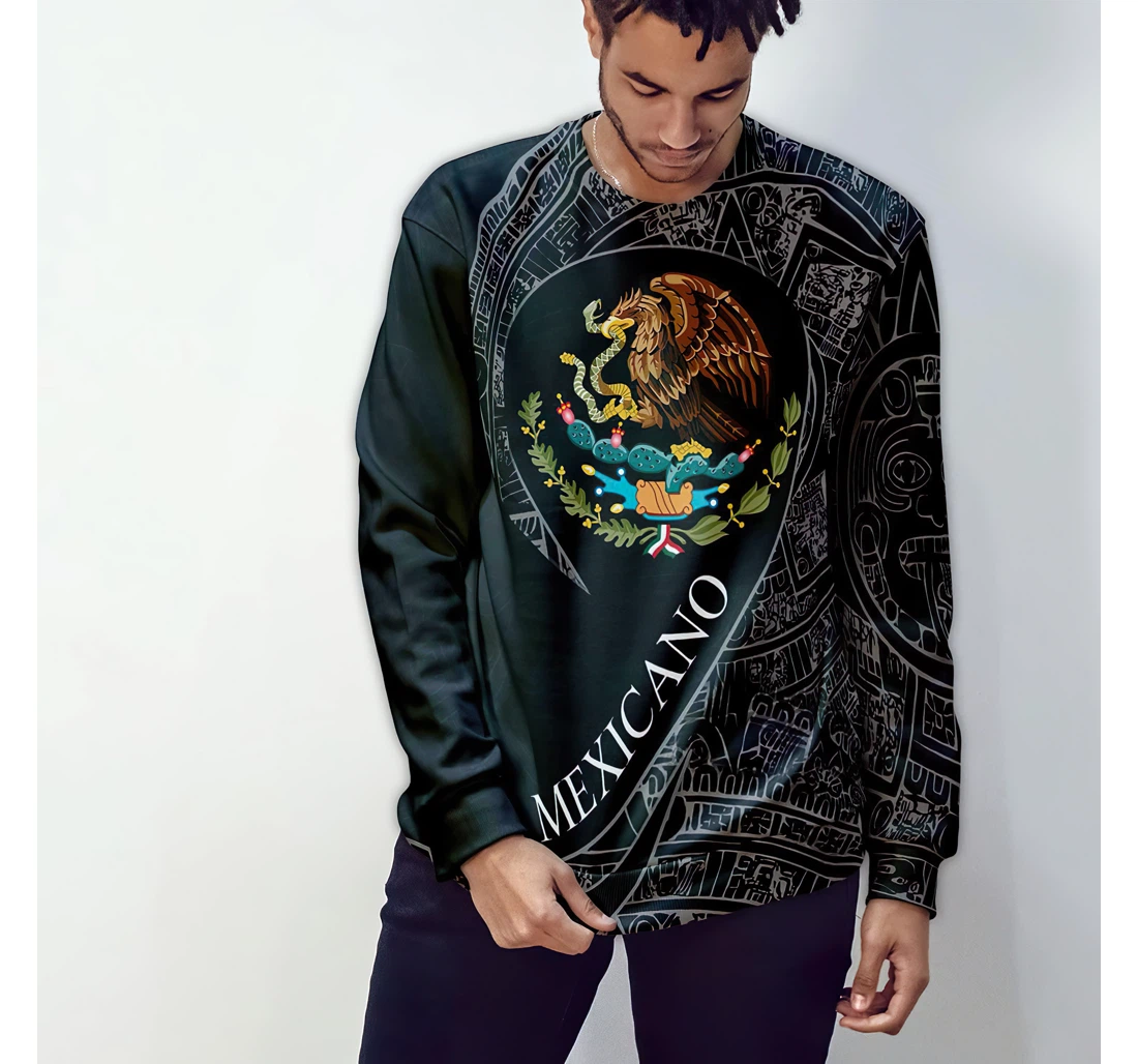 T-Shirt, Hoodie - Mexicano Coat Of Arms Aztec Mayan Pattern 3D Printed