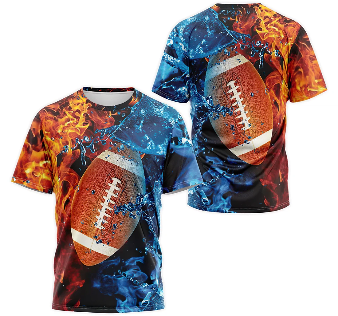 T-Shirt, Hoodie - Football Rugby Fire Water 3D Printed