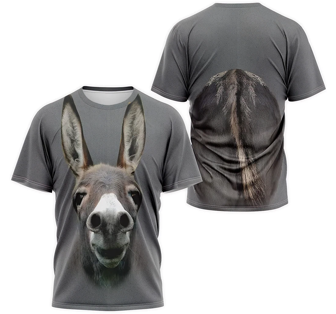 T-Shirt, Hoodie - Gray Donkey Face 3D Printed