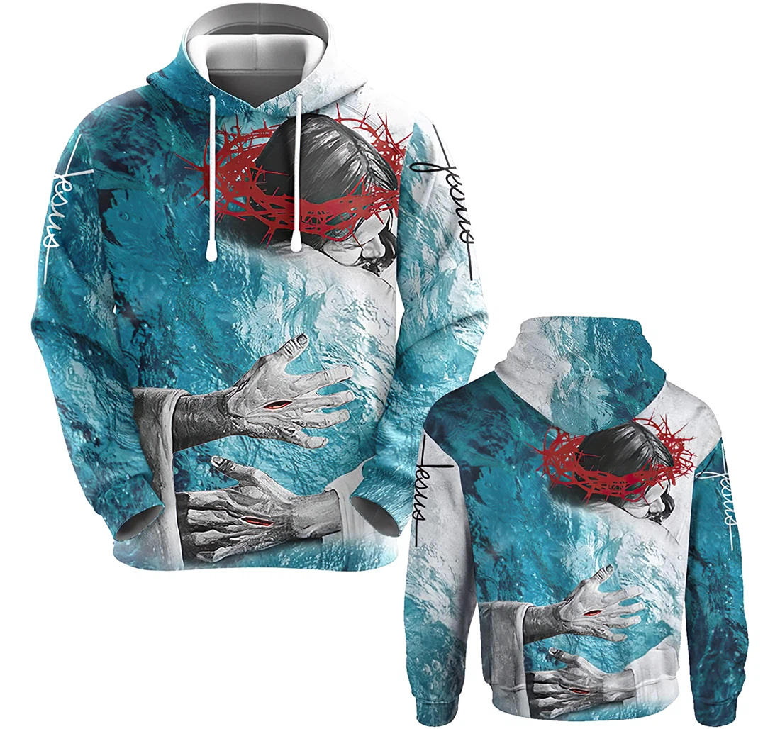 In The Arms Of Lord Christian The Hug Ocean Blue 2 Sides Gift Christian Warrior Printing - 3D Printed Hoodie, Sweatshirt