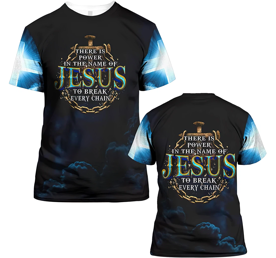 Jesus Break Every Chain Christian Gift Christian Warrior Printing Light Blue - 3D Printed T-shirt