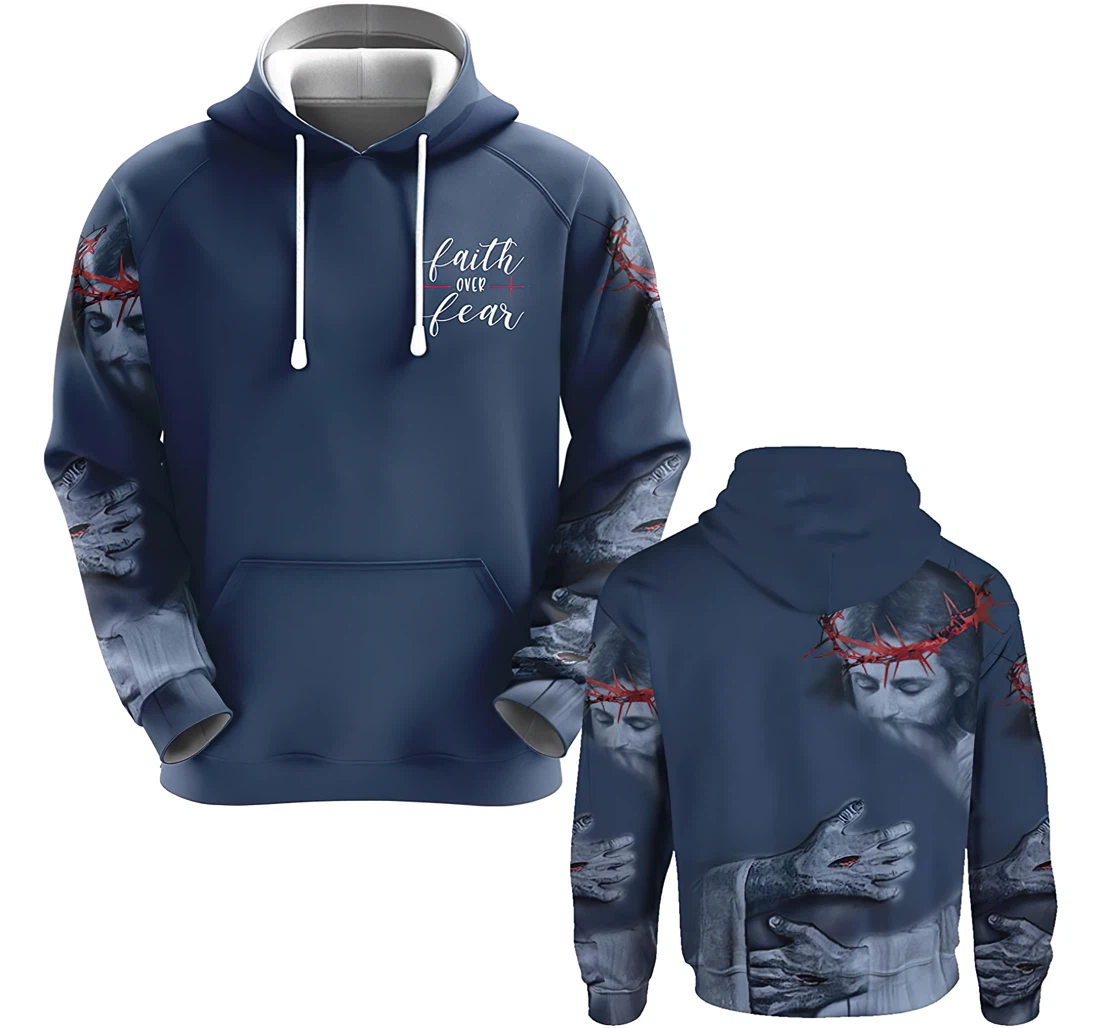 In The Arms Of Lord Faith Over Fear The Hug Christian Navy Gift Christian Warrior Printing - 3D Printed Hoodie, Sweatshirt