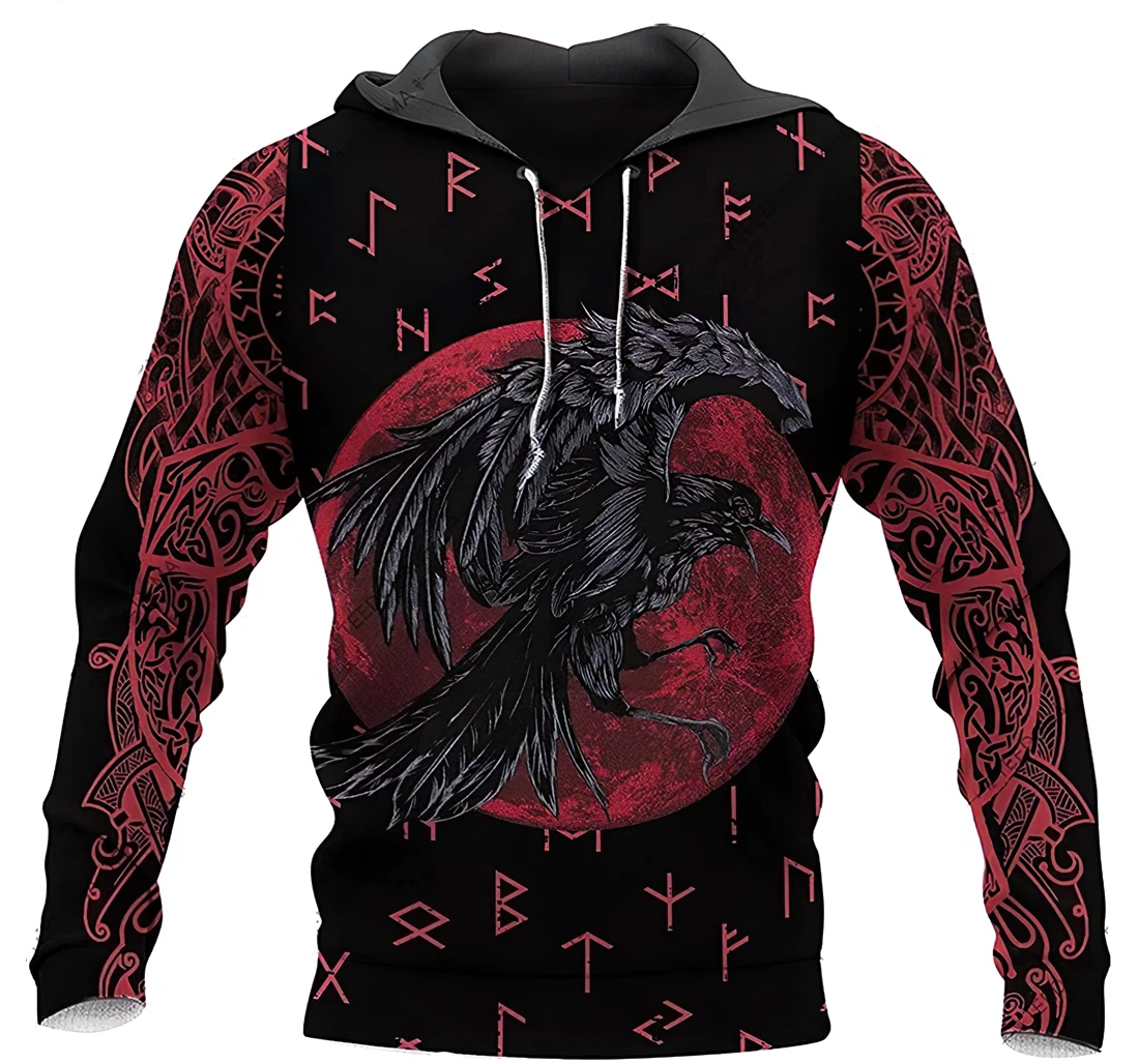 The Raven Of Viking Red Lightweight Premium Sportwear Up - 3D Printed Hoodie, Sweatshirt