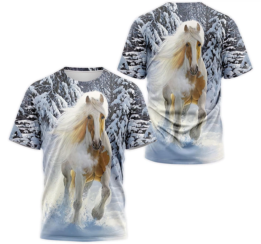 T-Shirt, Hoodie - White Snow Horse 3D Printed