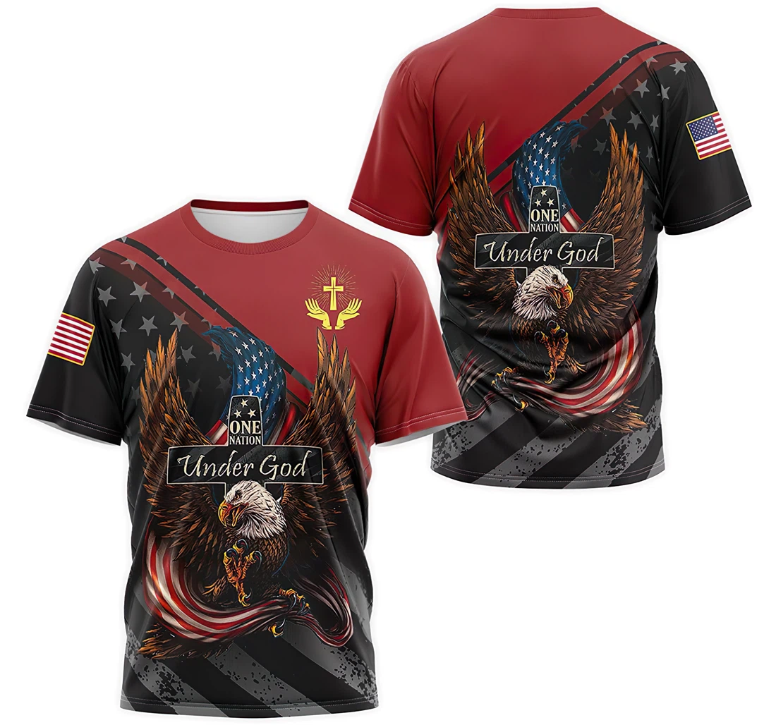 T-Shirt, Hoodie - US Army One Nation Under God Eagle American Flag 3D Printed