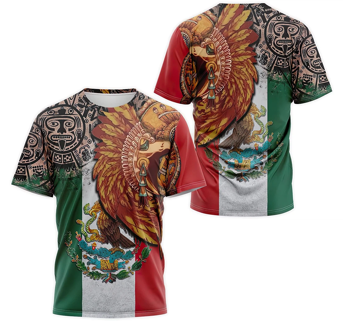 T-Shirt, Hoodie - Aztec Mayan Warrior Mexican Coat Of Arms Flag Pattern 3D Printed