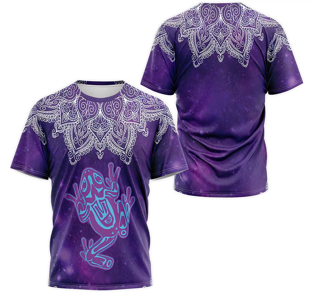 T-Shirt, Hoodie - Purple Galaxy Frog Flower Mandala 3D Printed