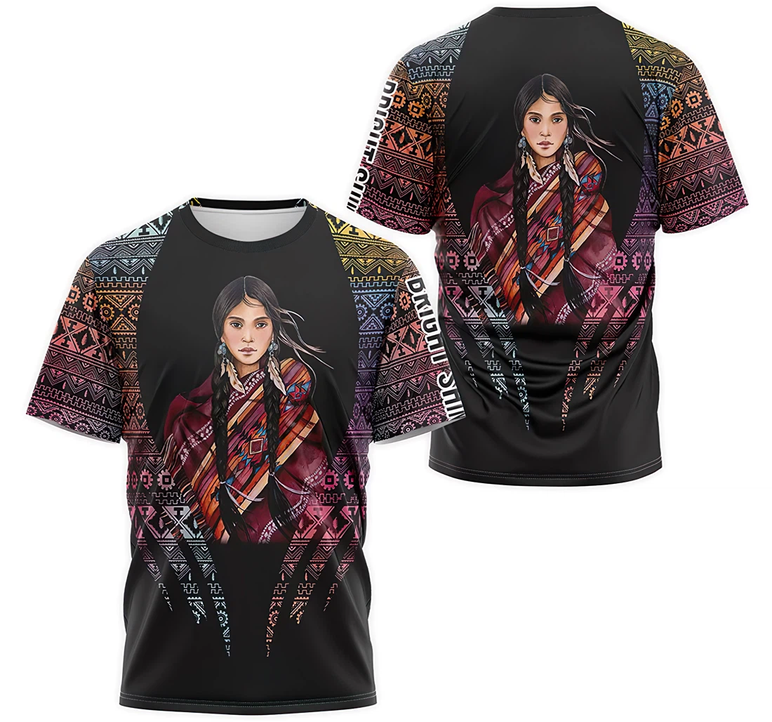 T-Shirt, Hoodie - Bright Shining Star Girl Indian Native American Pattern 3D Printed