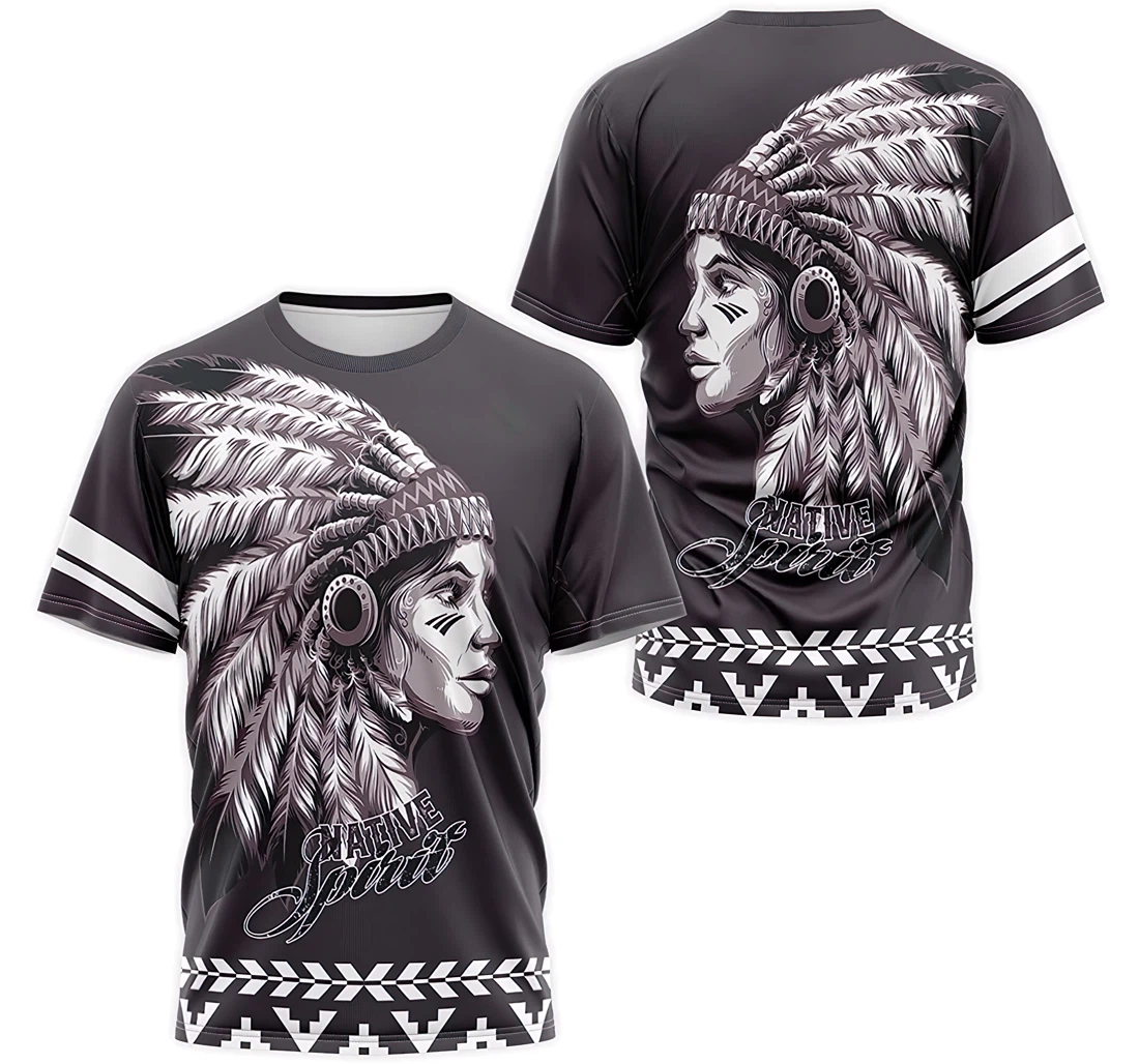 T-Shirt, Hoodie - Native American Girl Spirit Headdress Warbonnet 3D Printed