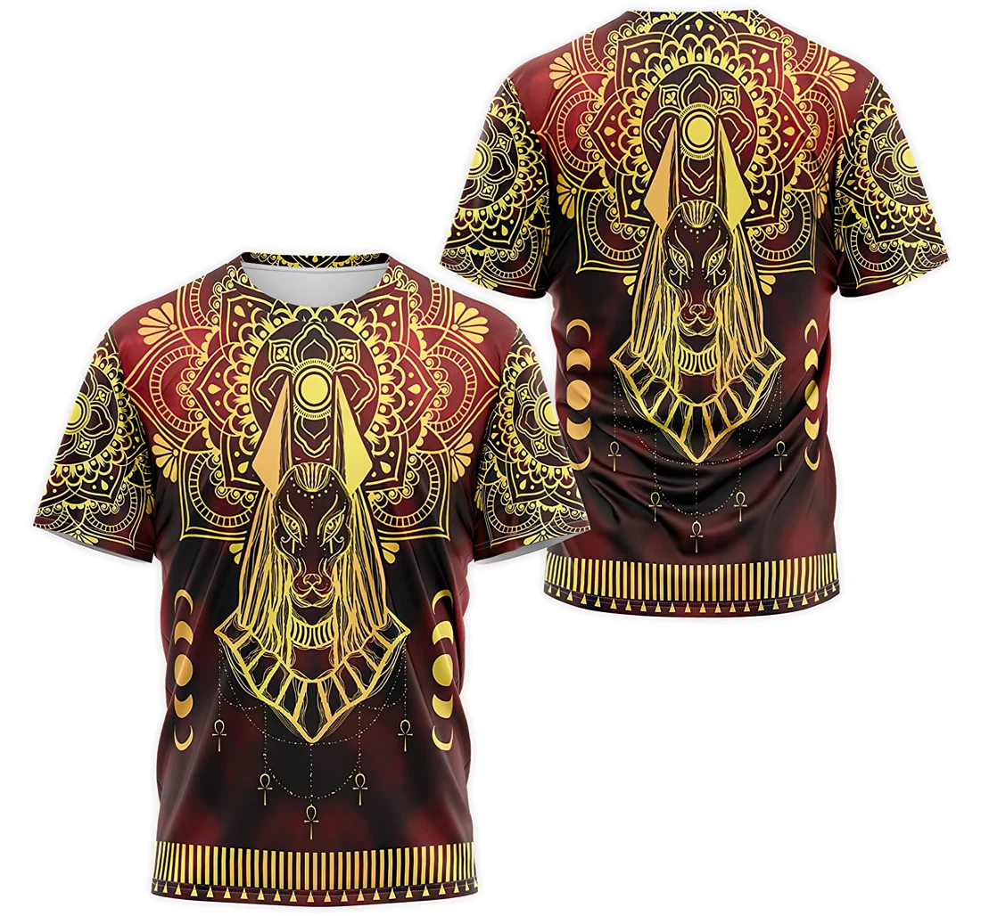 T-Shirt, Hoodie - Gold Egyptian God Anubis Mandala 3D Printed