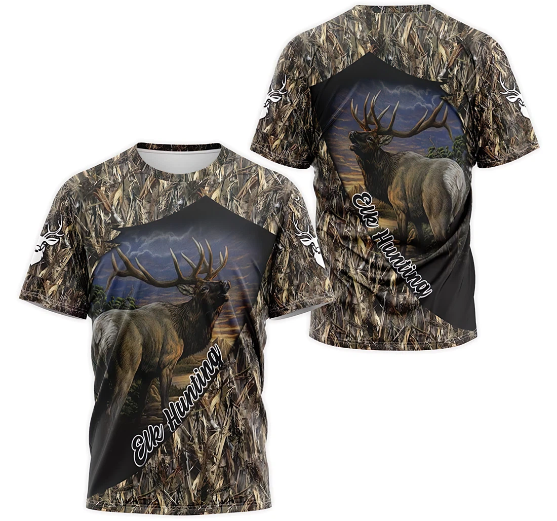 T-Shirt, Hoodie - Deer Elk Hunting Leaves Camo 3D Printed