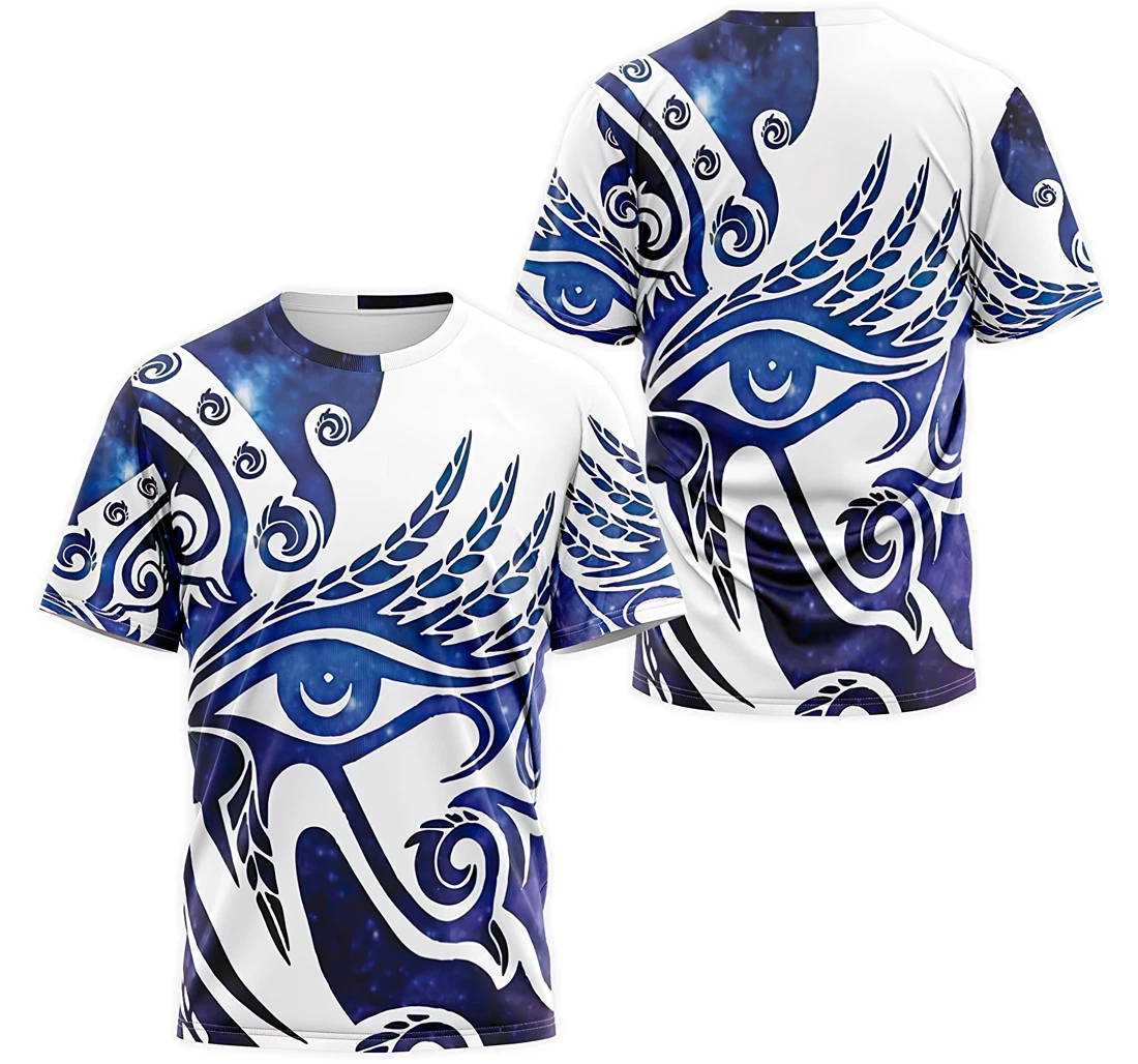 T-Shirt, Hoodie - Egyptian Blue Eye Of Horus Ancient Egyptian Hieroglyphic Pattern 3D Printed