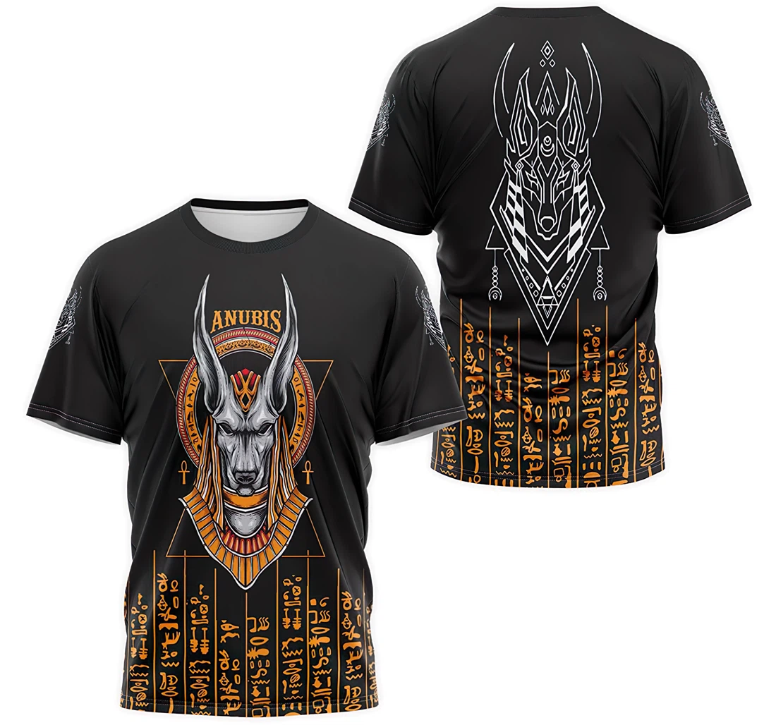 T-Shirt, Hoodie - Egyptian God Anubis Mask Ancient Egyptian Hieroglyphic Pattern 3D Printed