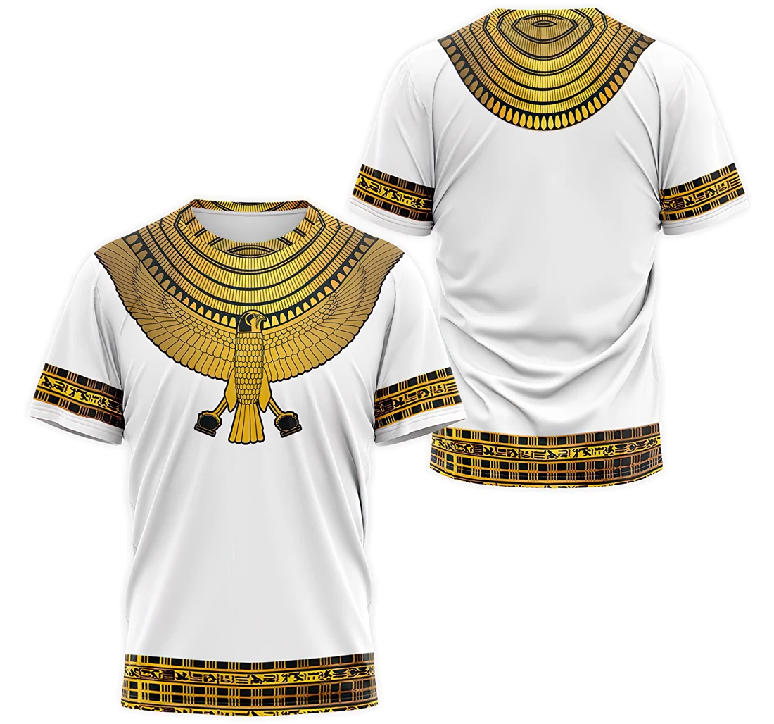 T-Shirt, Hoodie - Egyptian Gold Wings Of Horus Ancient Egyptian Hieroglyphic Pattern 3D Printed