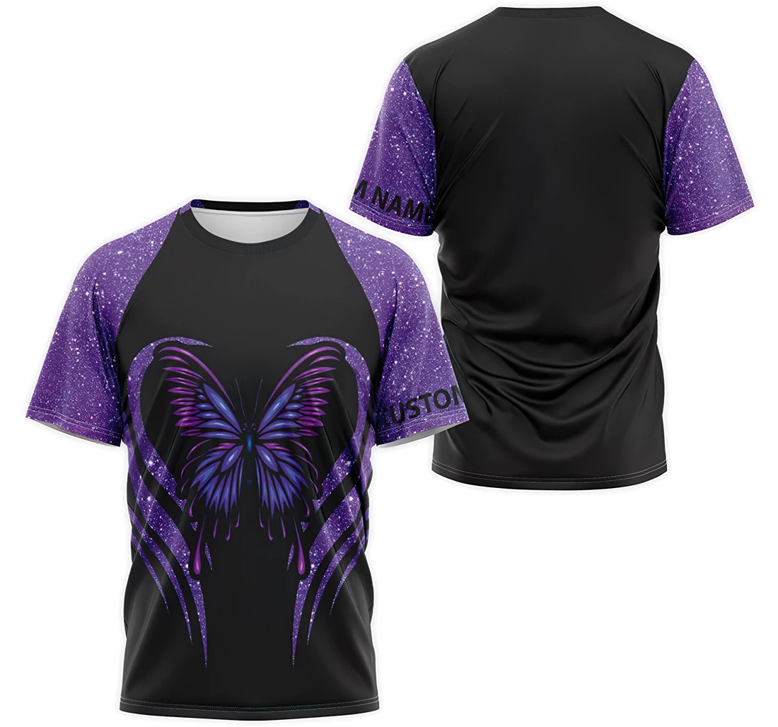 T-Shirt, Hoodie - Custom Name Purple Twinkle Butterfly 3D Printed