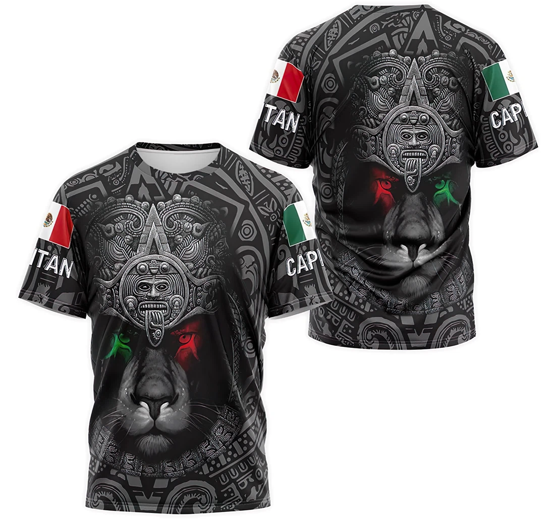 T-Shirt, Hoodie - Lion Aztec Mayan Warrior Mexican Flag Pattern 3D Printed