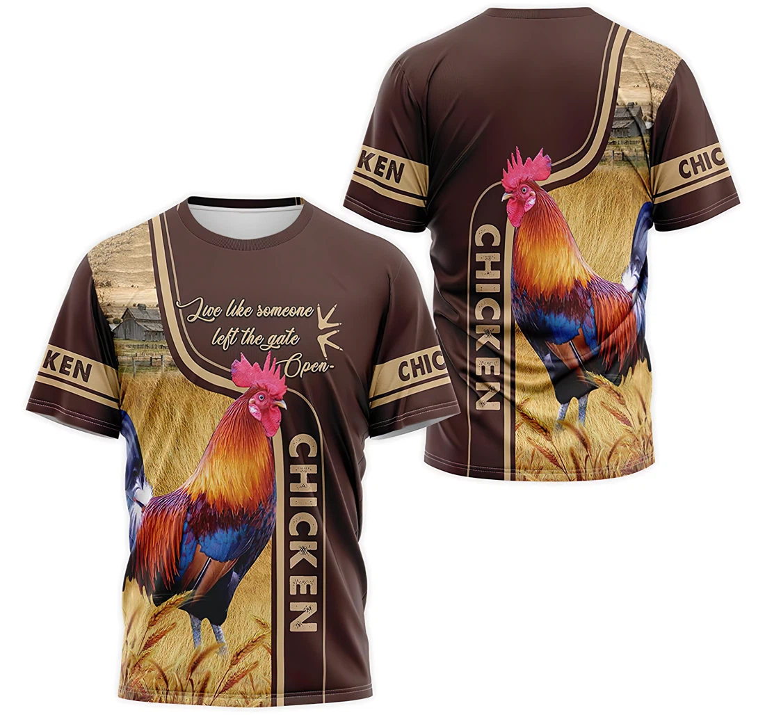 T-Shirt, Hoodie - Love Like Someone Left The Gate Open Rooster Chicken 3D Printed