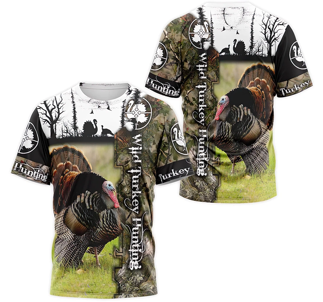 T-Shirt, Hoodie - Wild Turkey Chicken Hunting Leaves Tree Camo 3D Printed