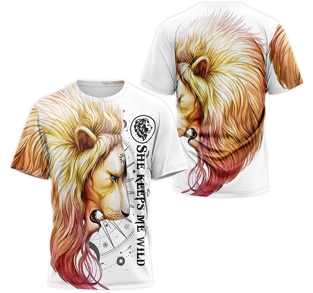 T-Shirt, Hoodie - Lion Head She Keeps Me Wild 3D Printed