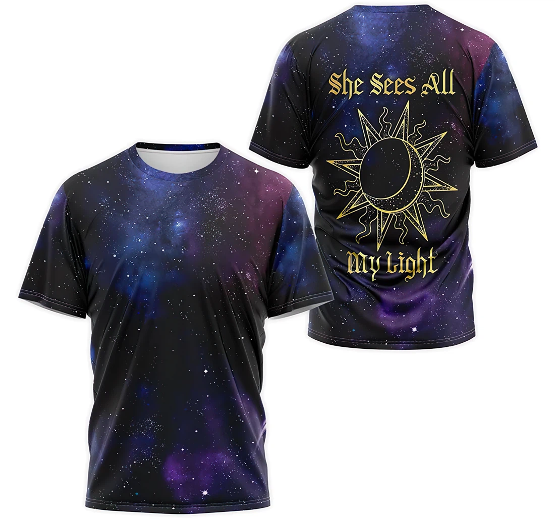 T-Shirt, Hoodie - She Sees All My Light Mandala Sun Galaxy 3D Printed