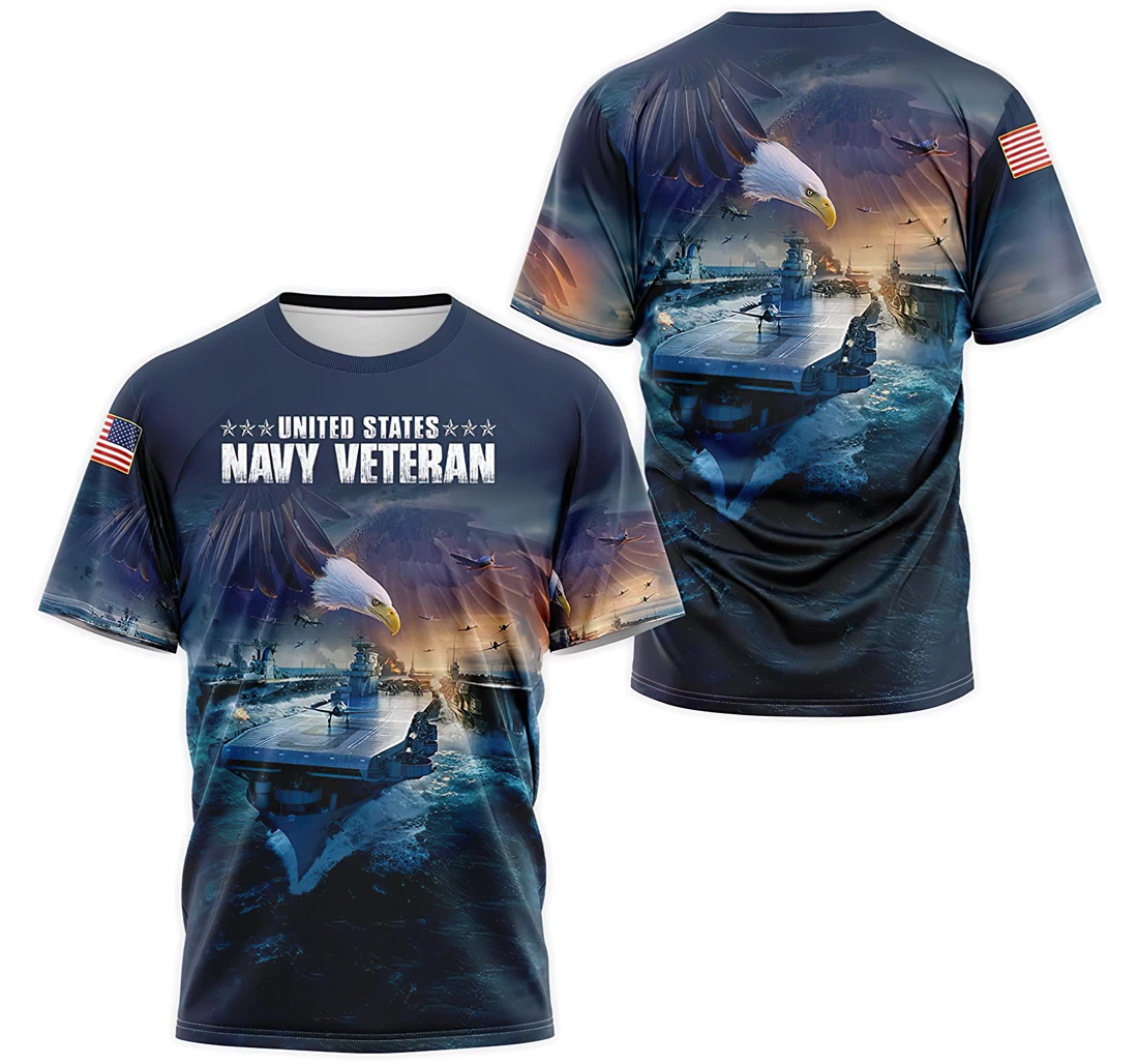 T-Shirt, Hoodie - US Navy Veteran Eagle Aircraft Carrier 3D Printed
