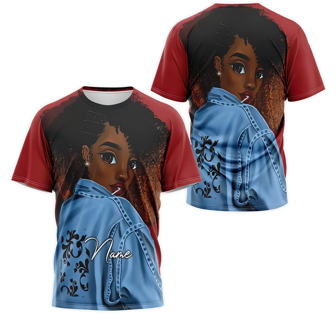 T-Shirt, Hoodie - Custom Name Melanin Girl Red 3D Printed
